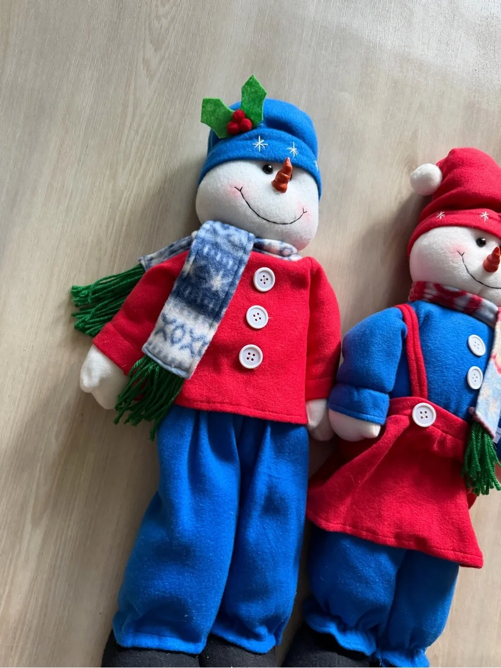 Vintage Snowman Pair 24” His and Hers Fleece Outfit Weighted